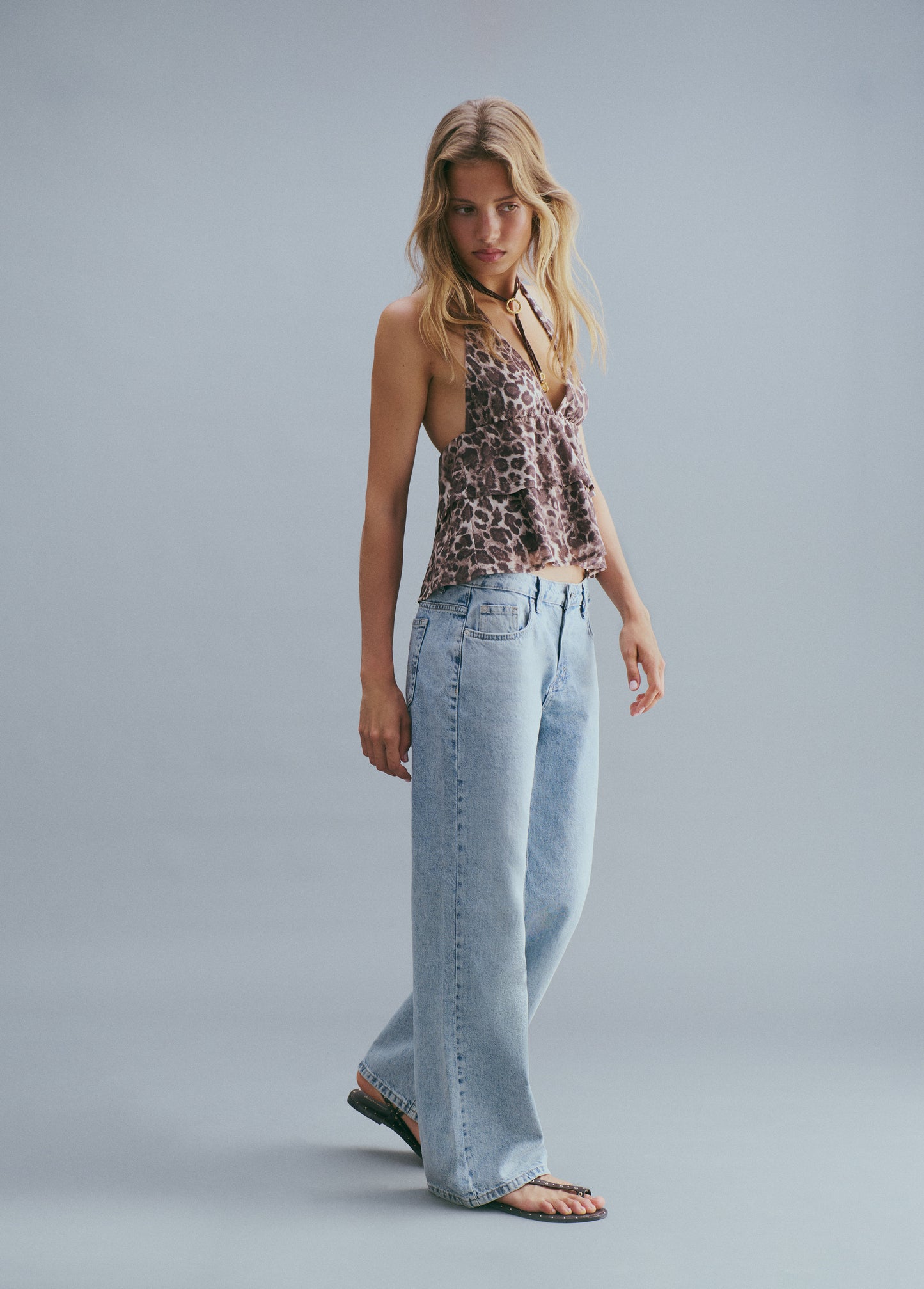 Top tul animal print