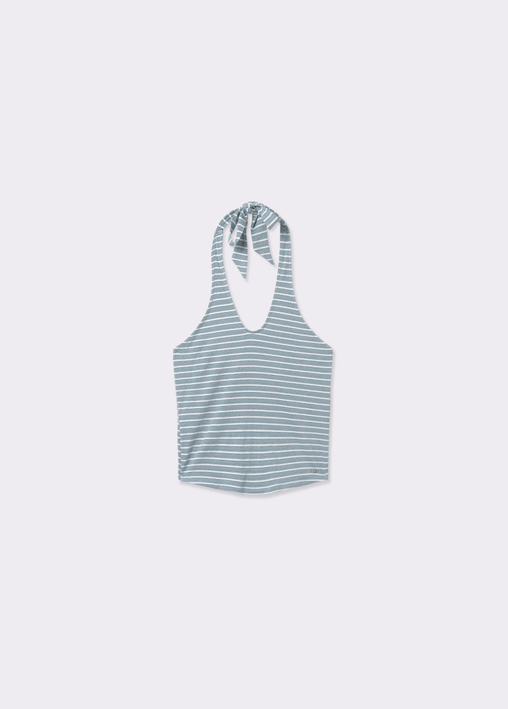 Top halter rayas hilo metalizado