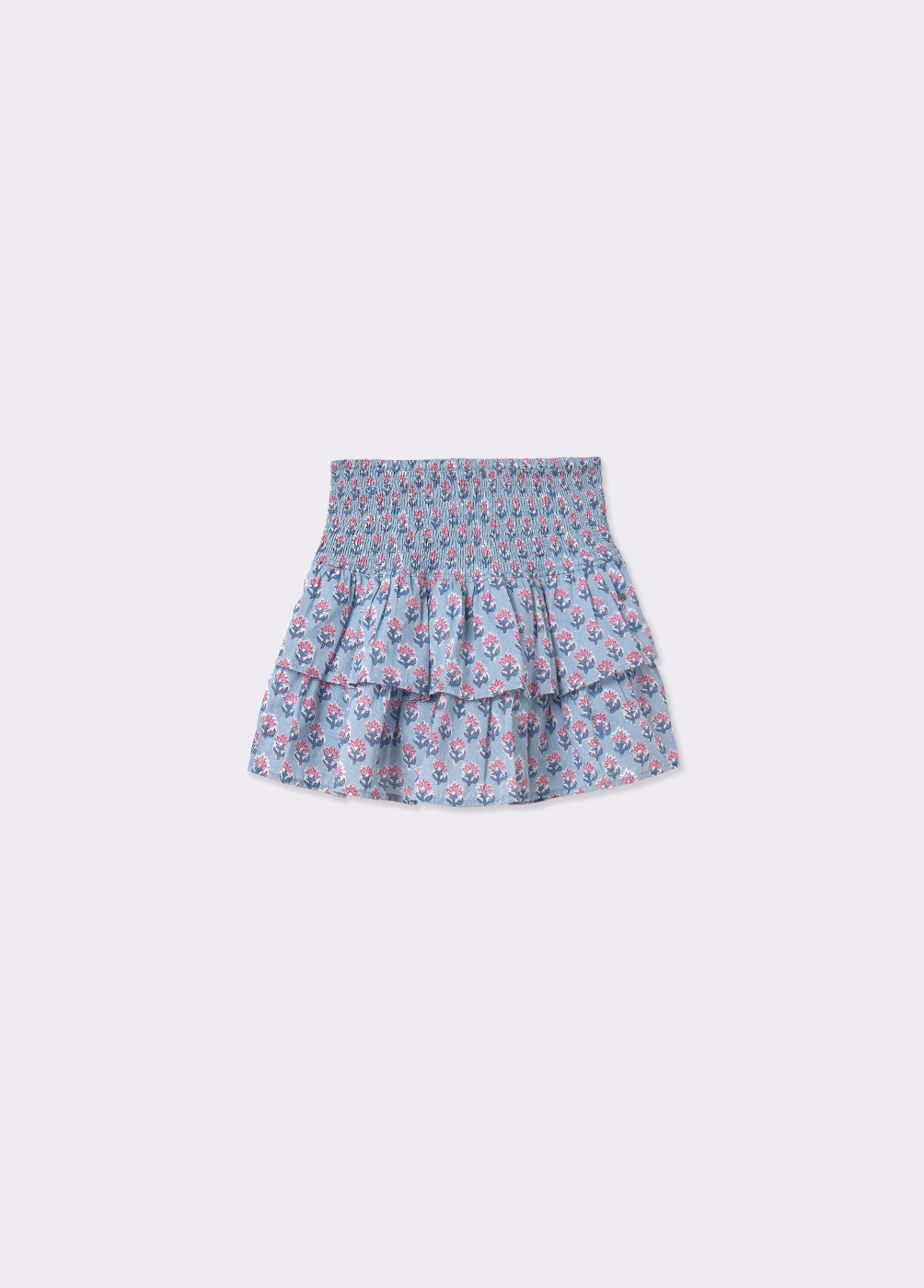 Falda estampada volantes sello azul
