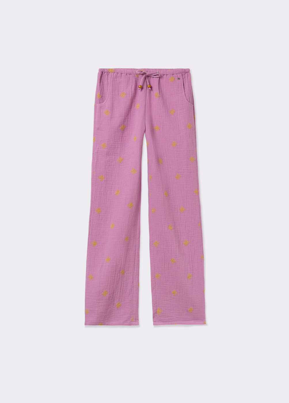 Pantalón ancho bordado