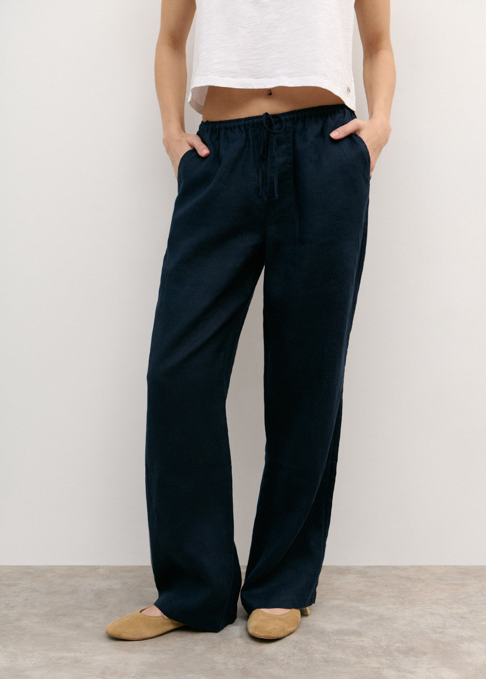 Pantalon fluido de lino