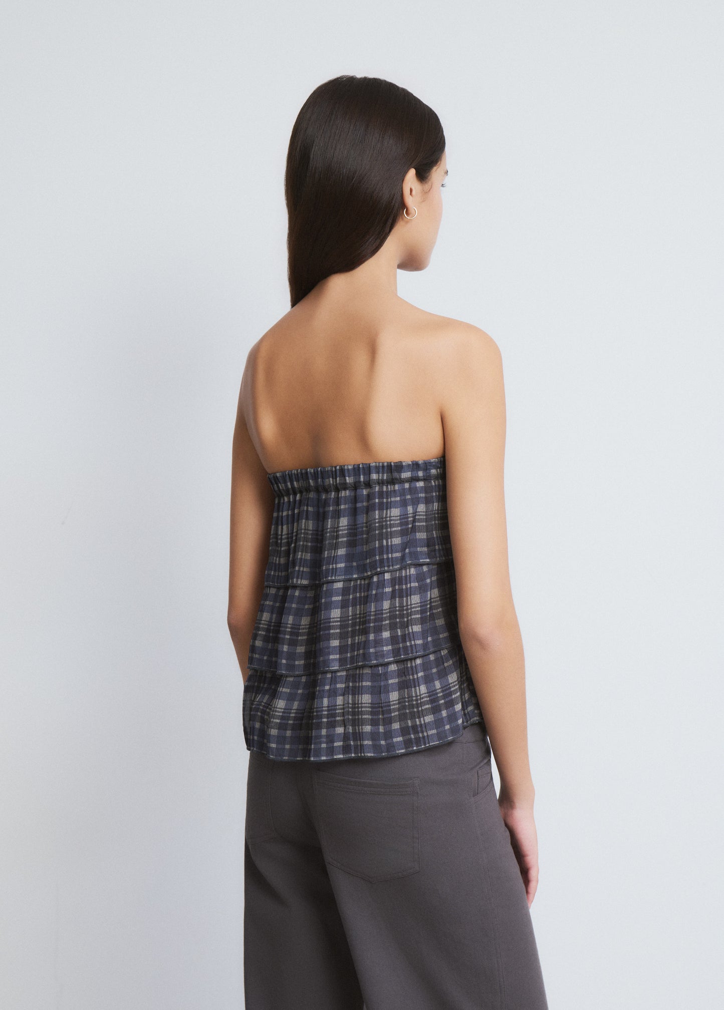 Top volantes estampado azul marino