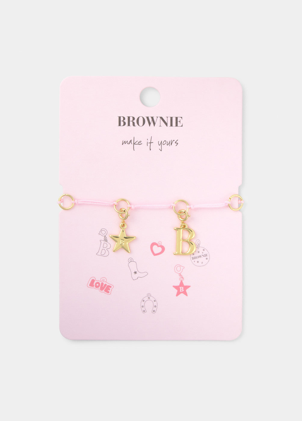 Pulsera cuerda charms rosa