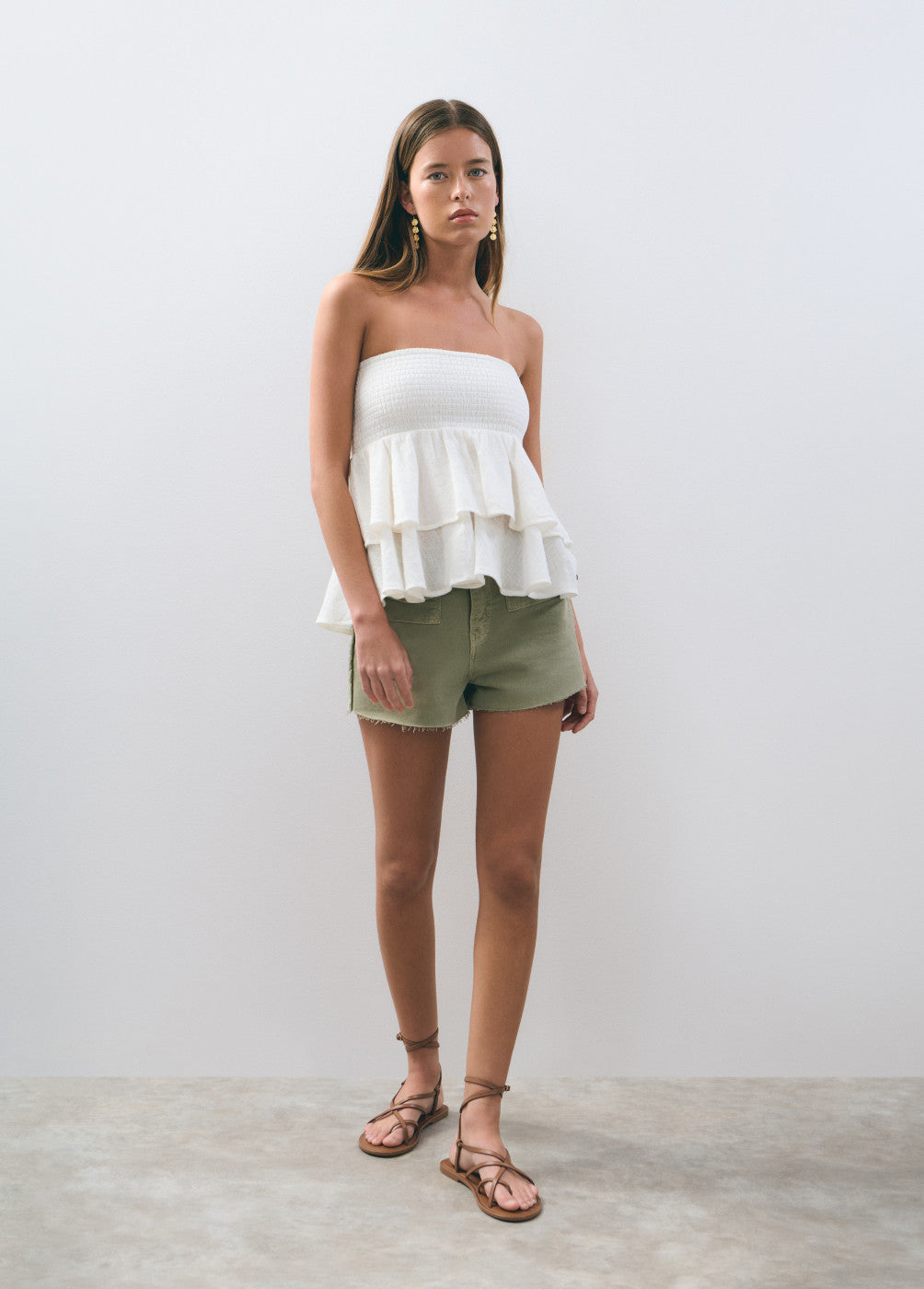 Top bandeau smock volantes