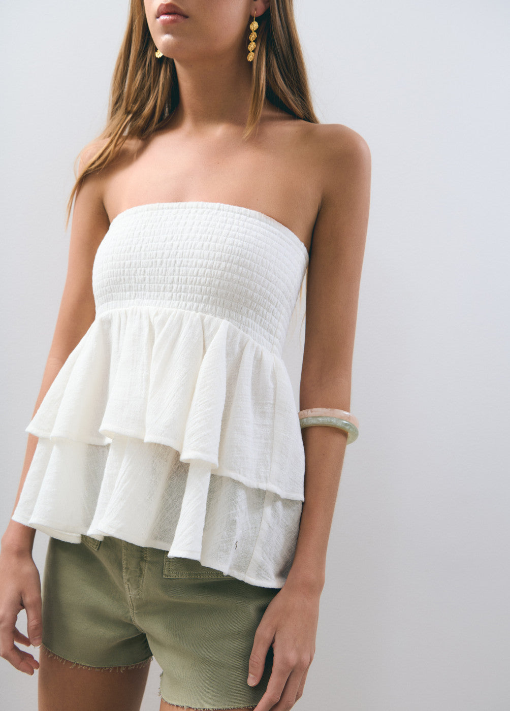 Top bandeau smock volantes