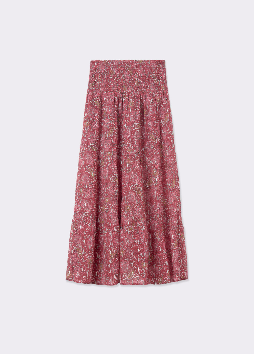 Falda larga smock estampado