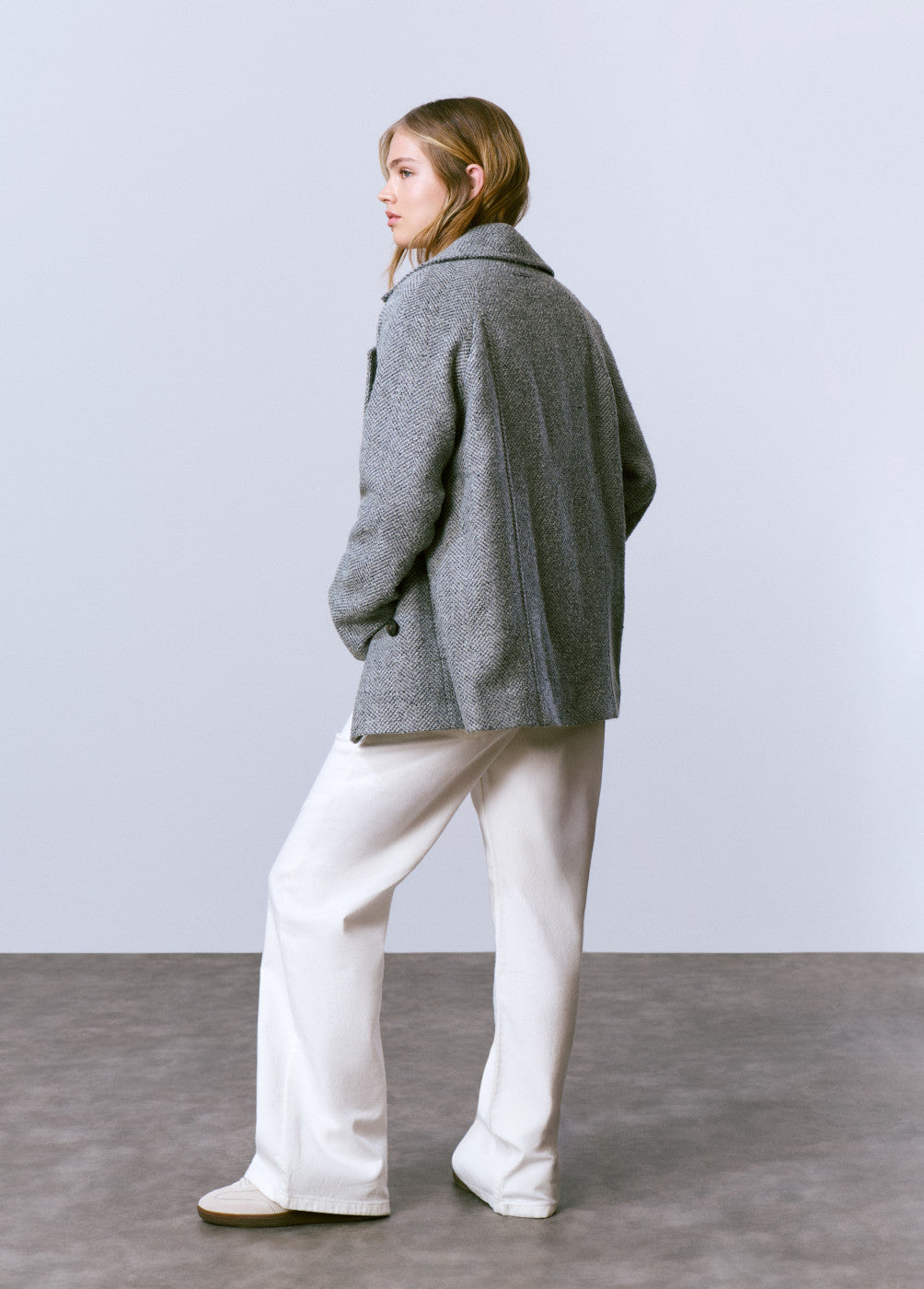 Abrigo cruzado espiga con lana