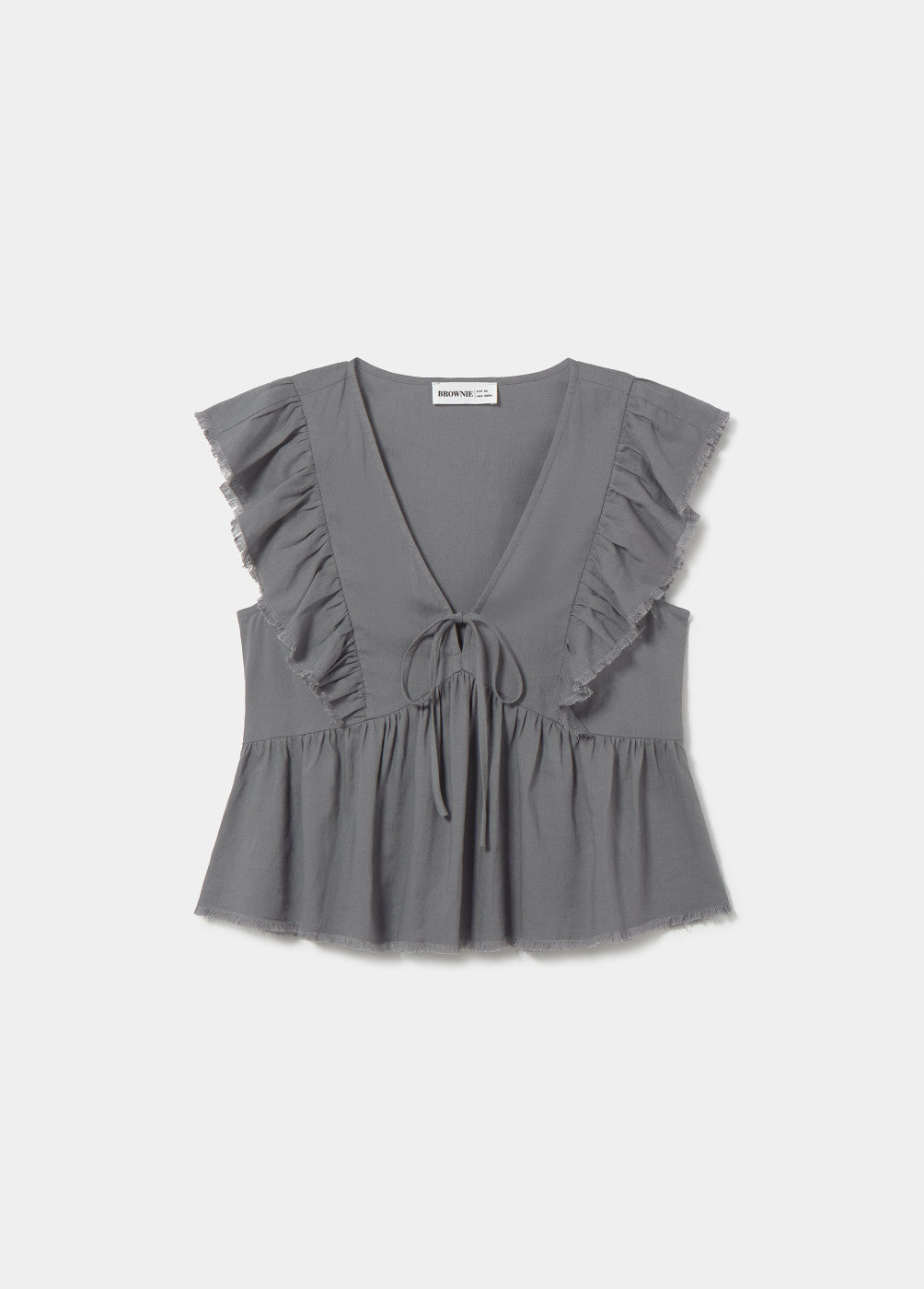 Blusa volantes con lino