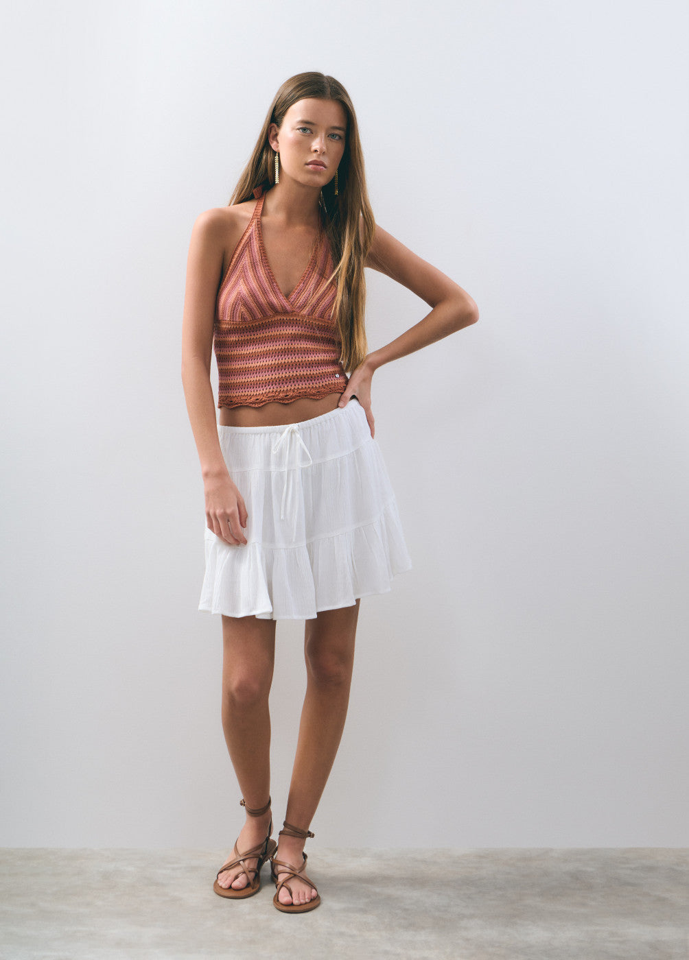 Top punto halter rayas