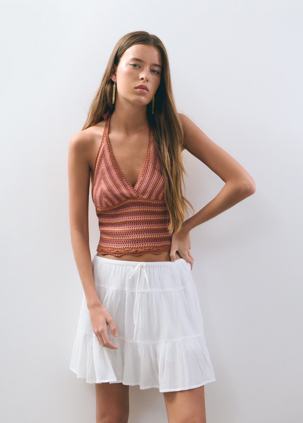 Top punto halter rayas