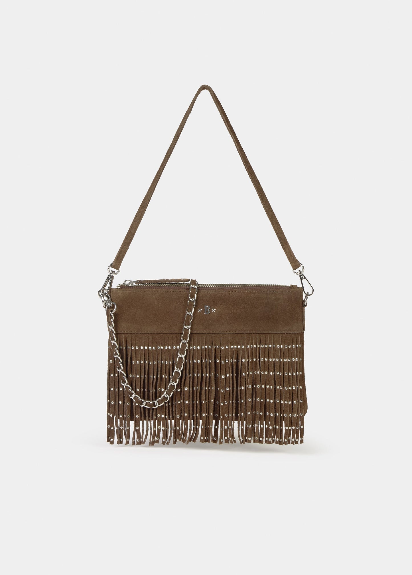 Bolso flecos tachuelas