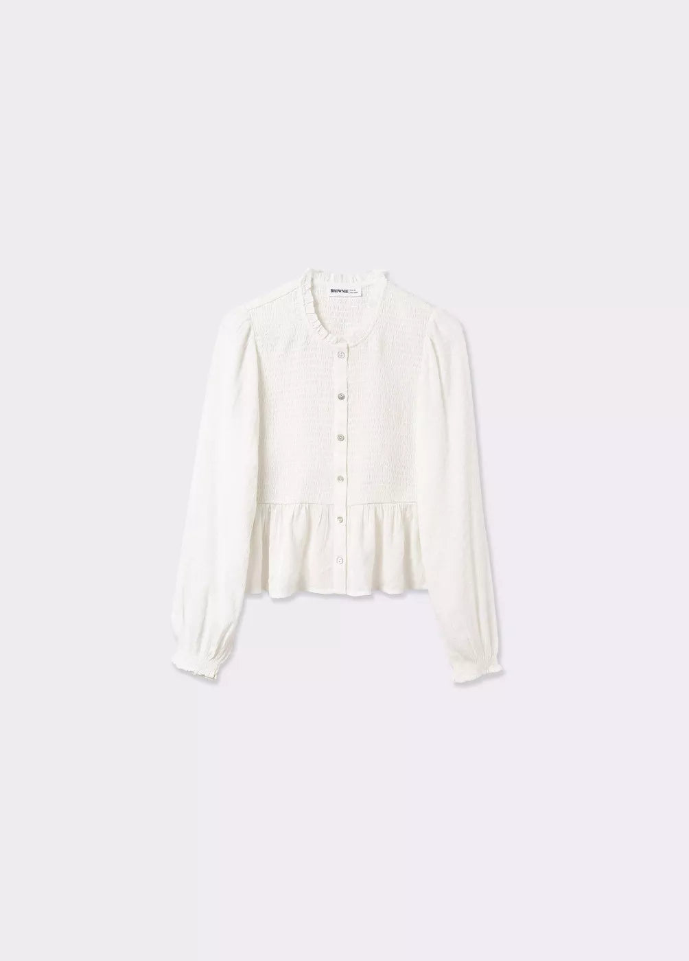 Blusa smock con botones plumeti