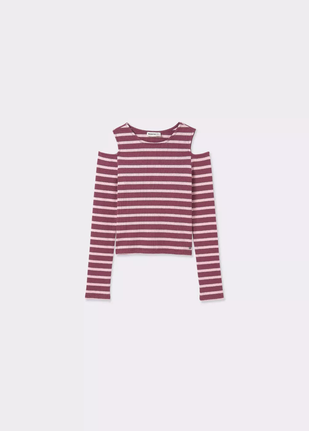 Camiseta raya lurex cut-out hombro