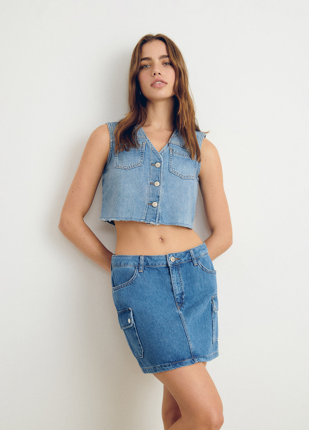 Chaleco jeans cropped