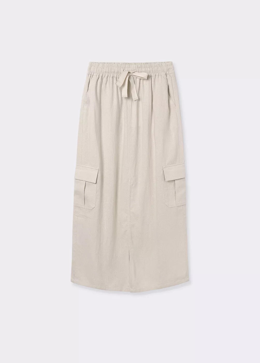 Falda midi cargo lino