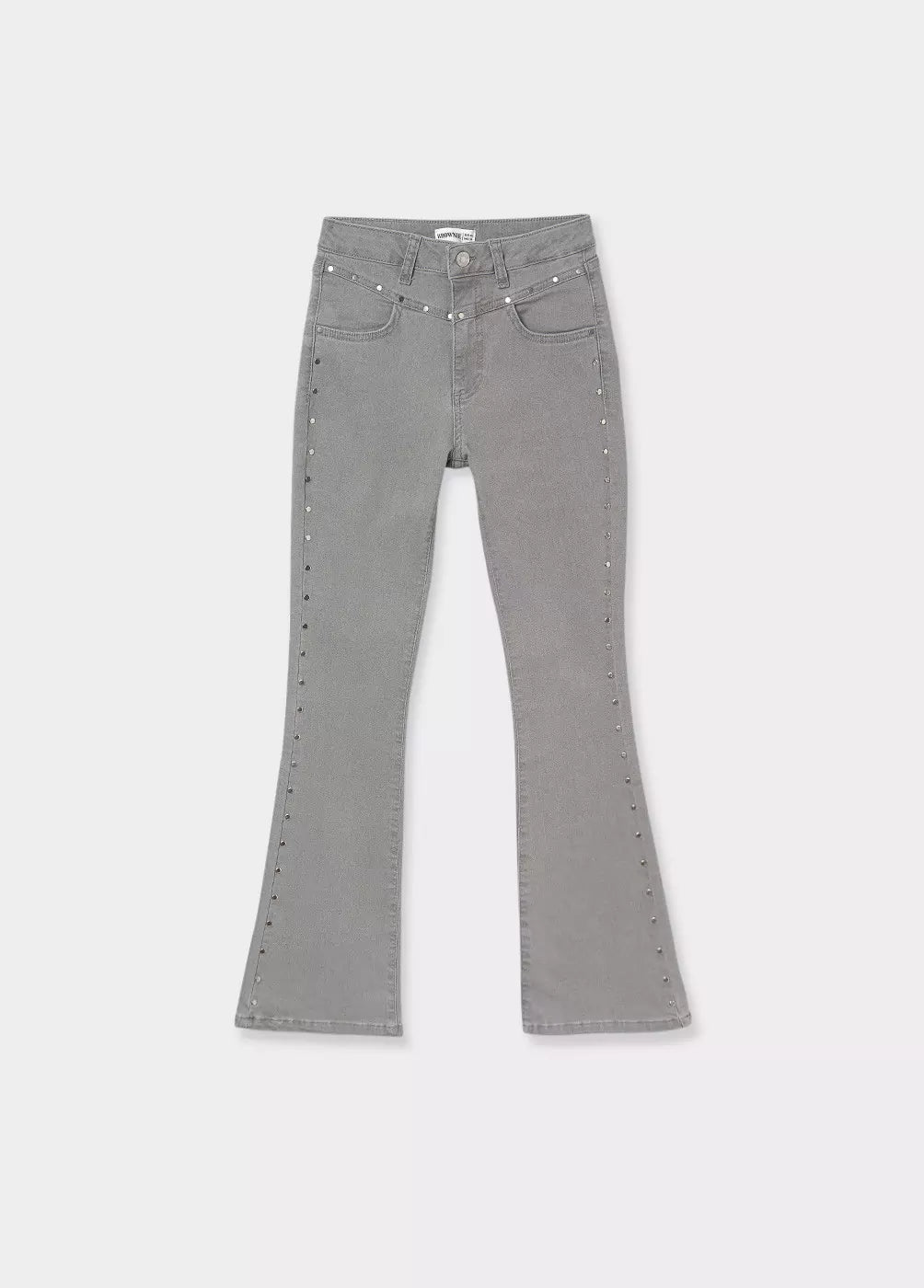 Jeans flare cropped tachas