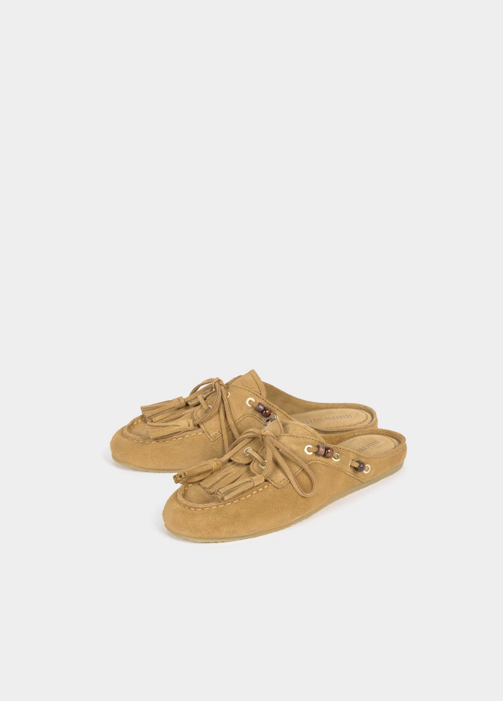 Mule mocasín borlas cuero