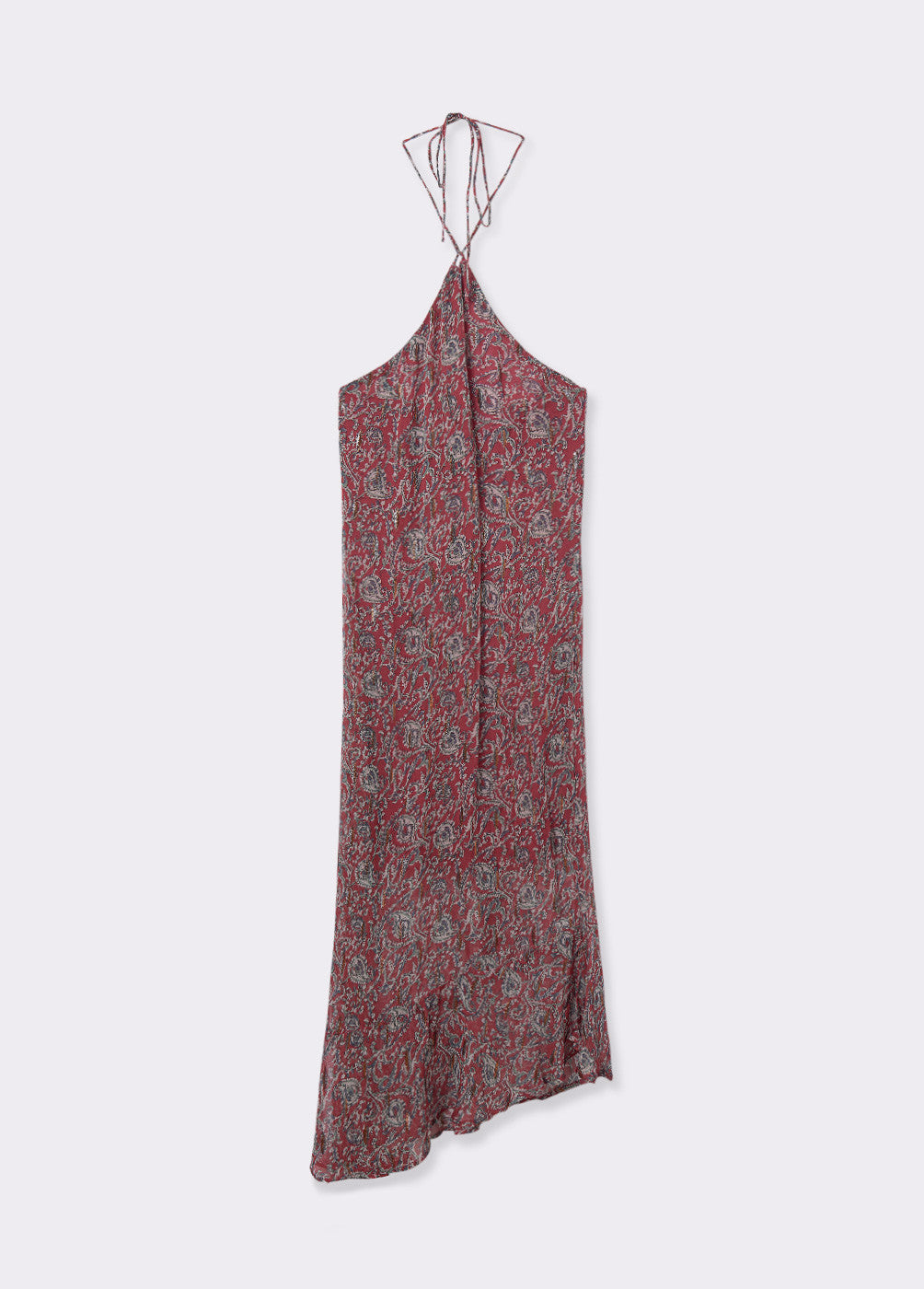 Vestido estampado cashemeres bajo asimétrico
