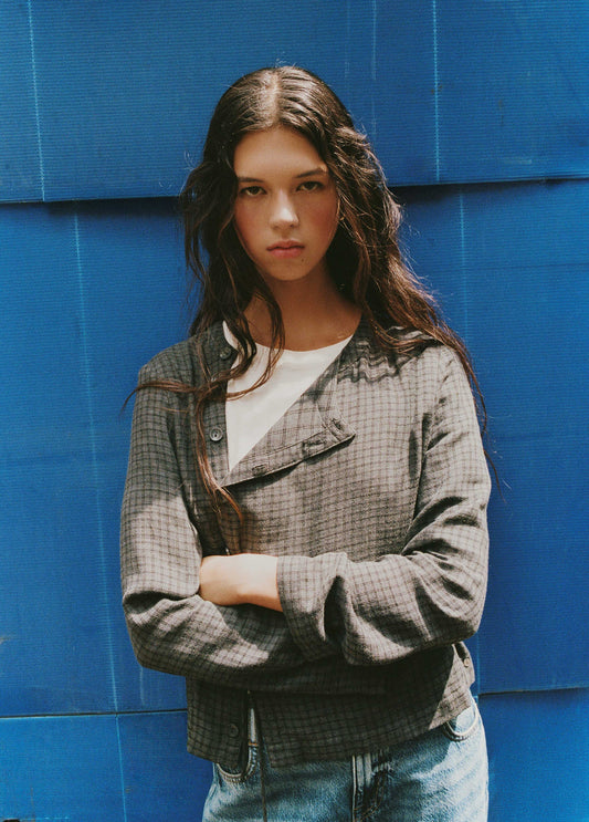 Blusa cuadros detalle botones