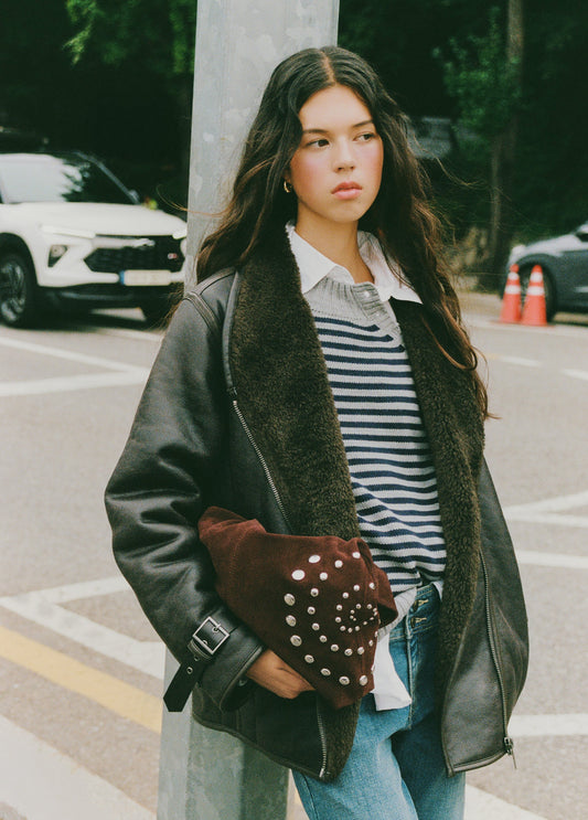 Cazadora biker doblefaz efecto piel