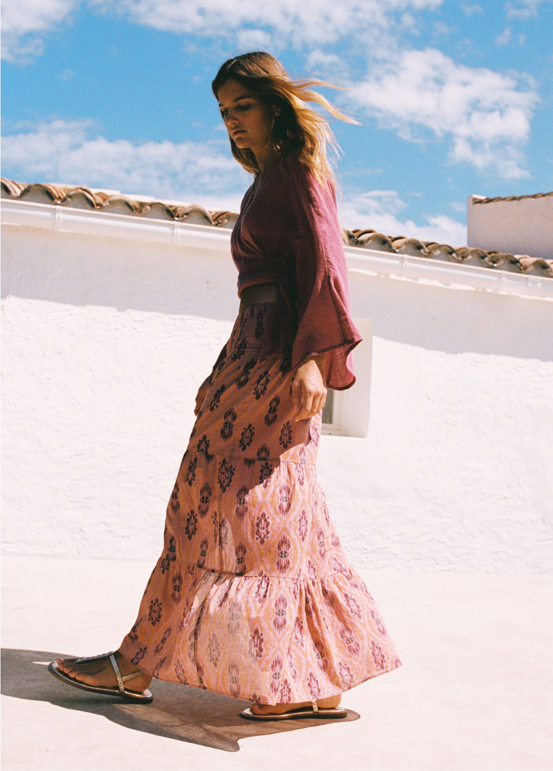 Falda larga estampado