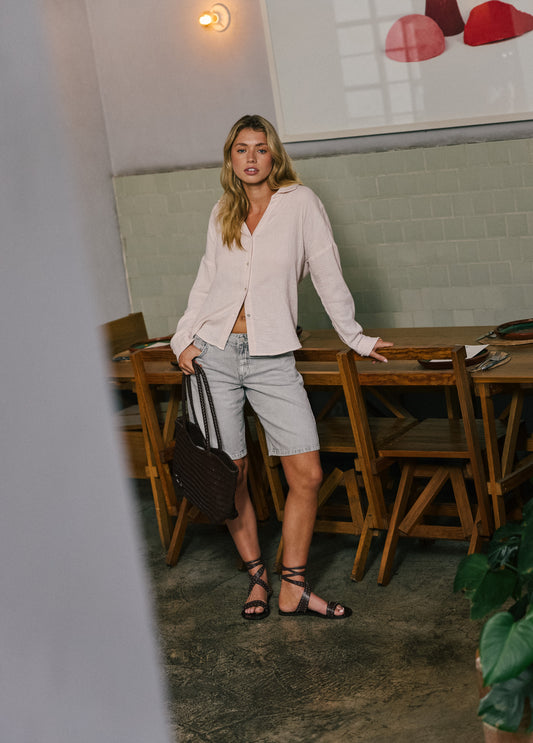 Shopper trenzado piel