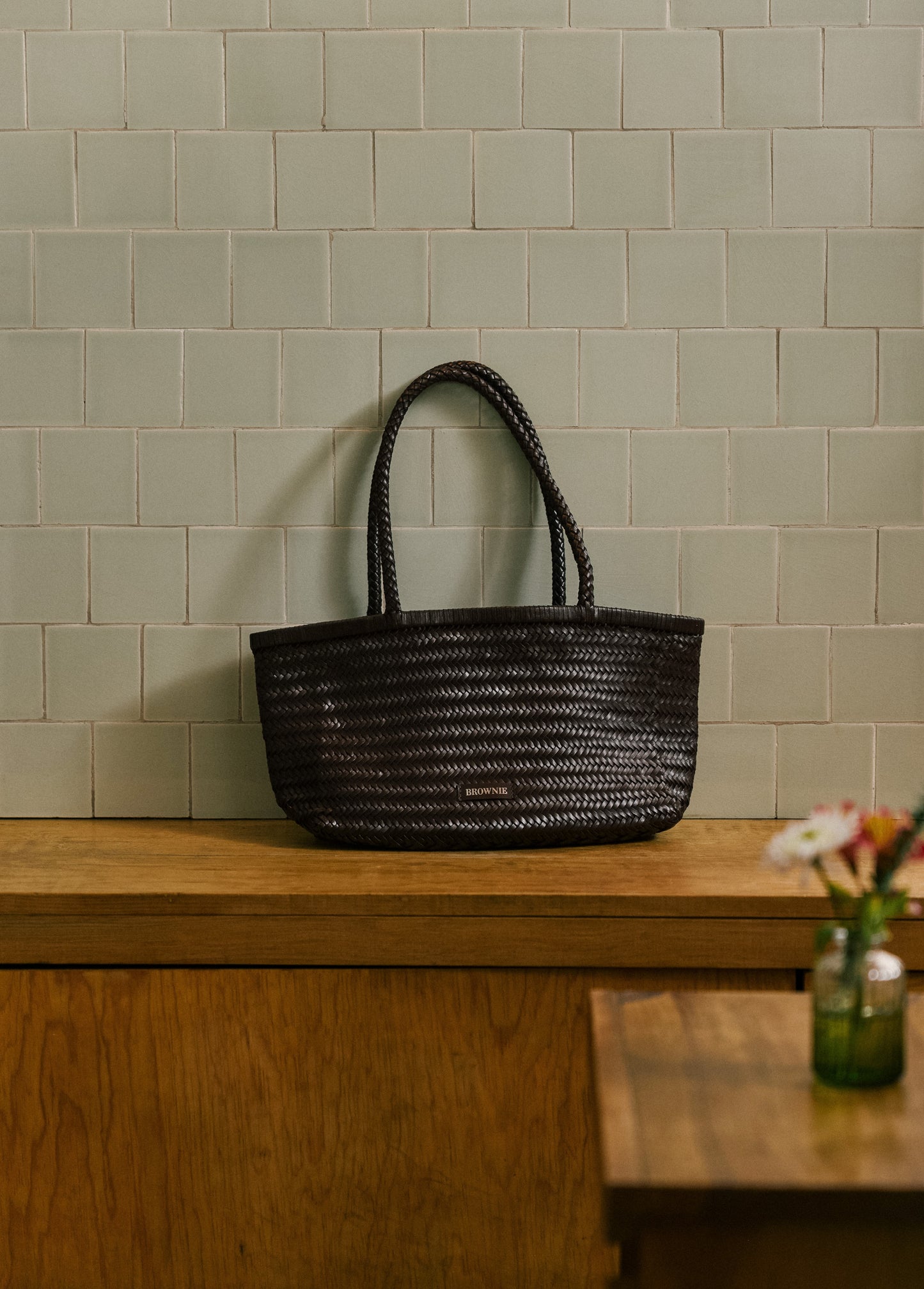 Shopper trenzado piel