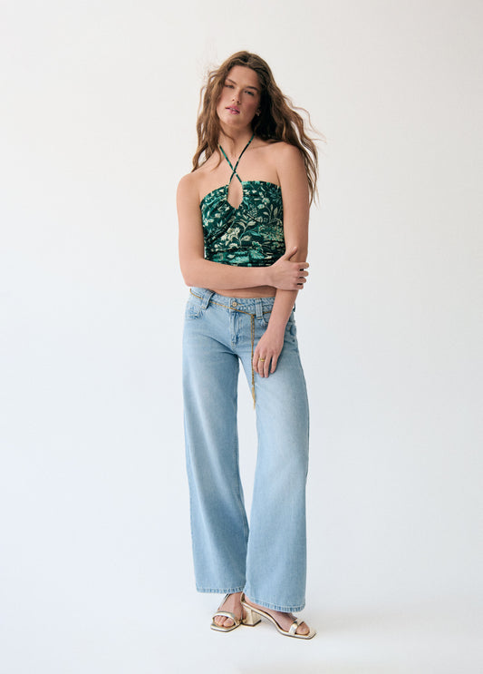 Top estampado lentejuelas