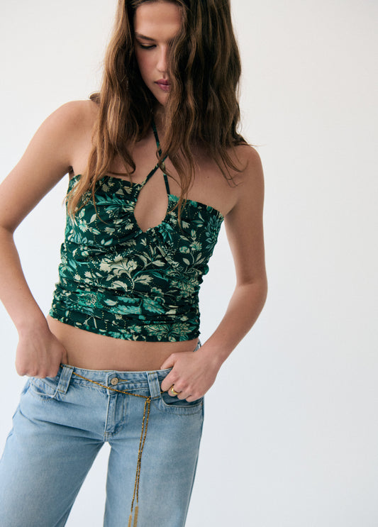 Top estampado lentejuelas