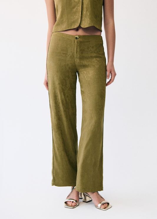 Pantalón jacquard satinado