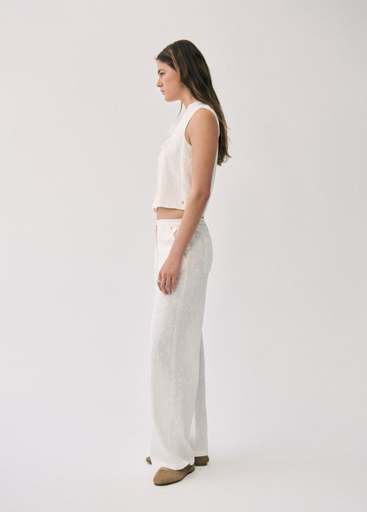 Pantalón bordados recto