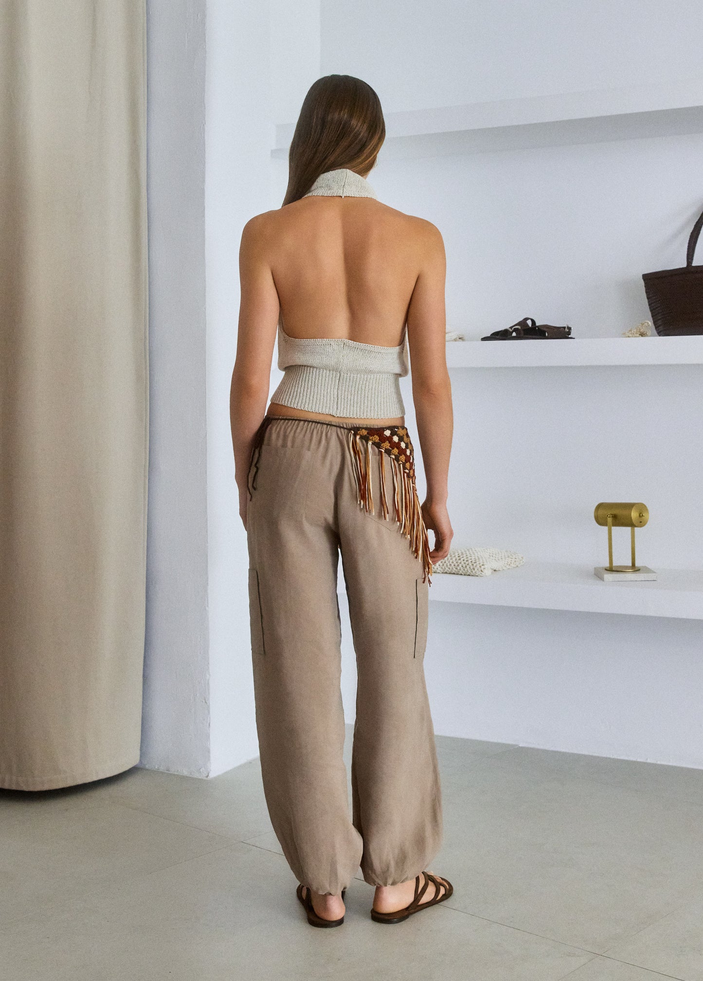 Top halter cuello cascada