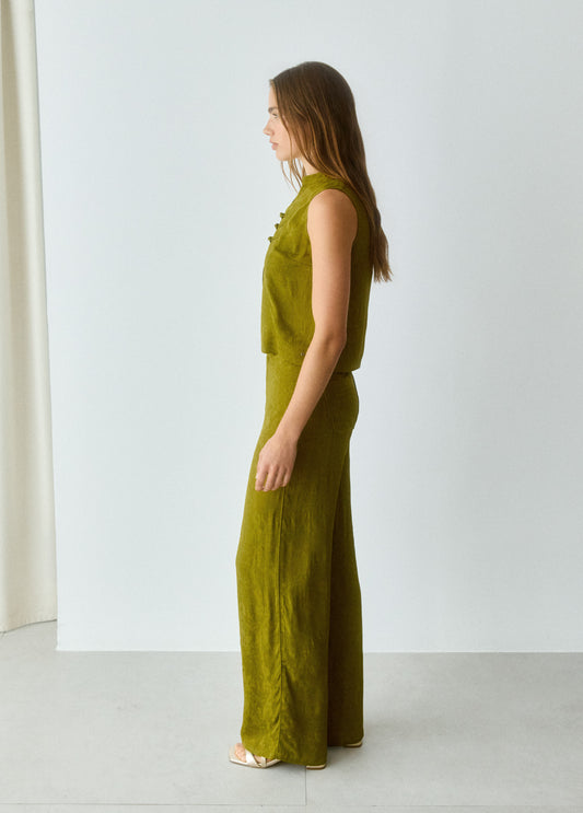 Pantalón jacquard satinado