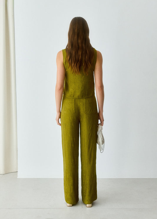 Pantalón jacquard satinado