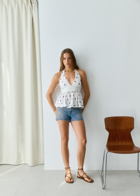 Top halter bordados