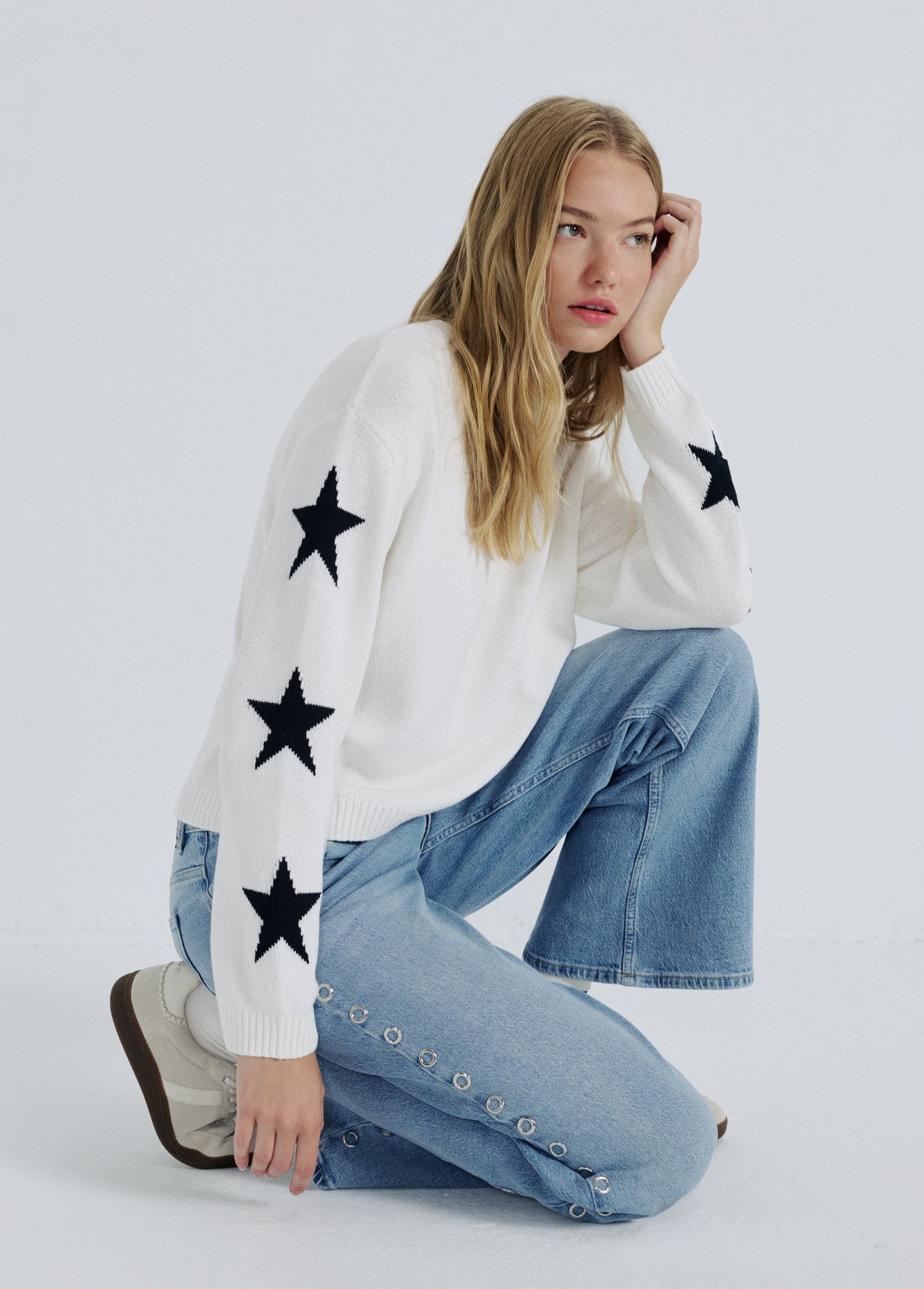 Jeans recto eyelets lateral