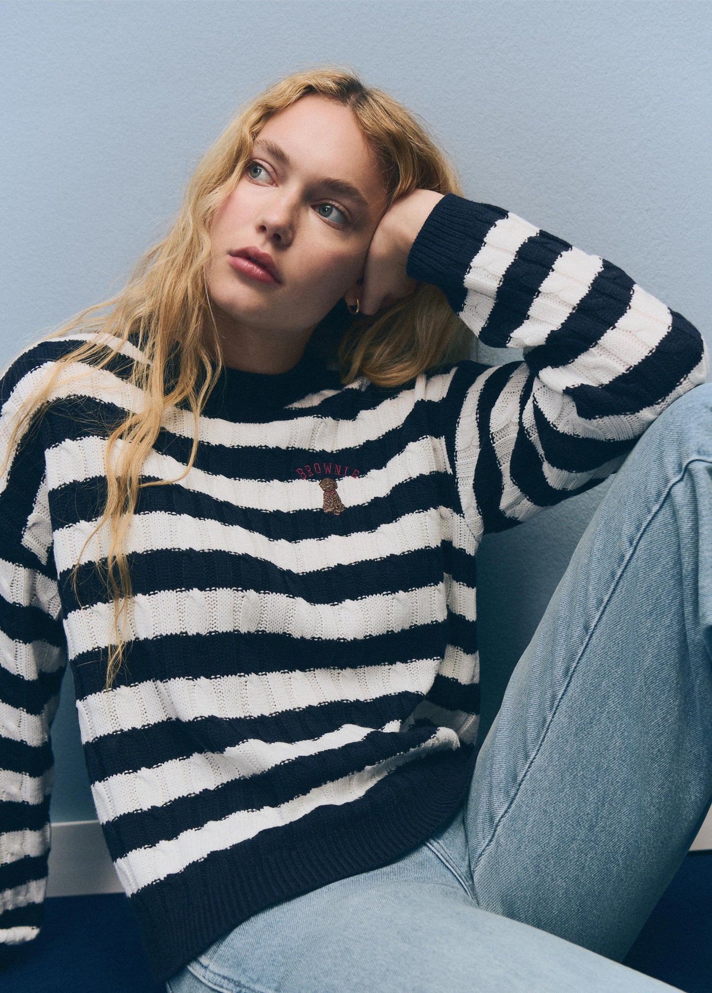 Jersey trenzas rayas bordado perrito