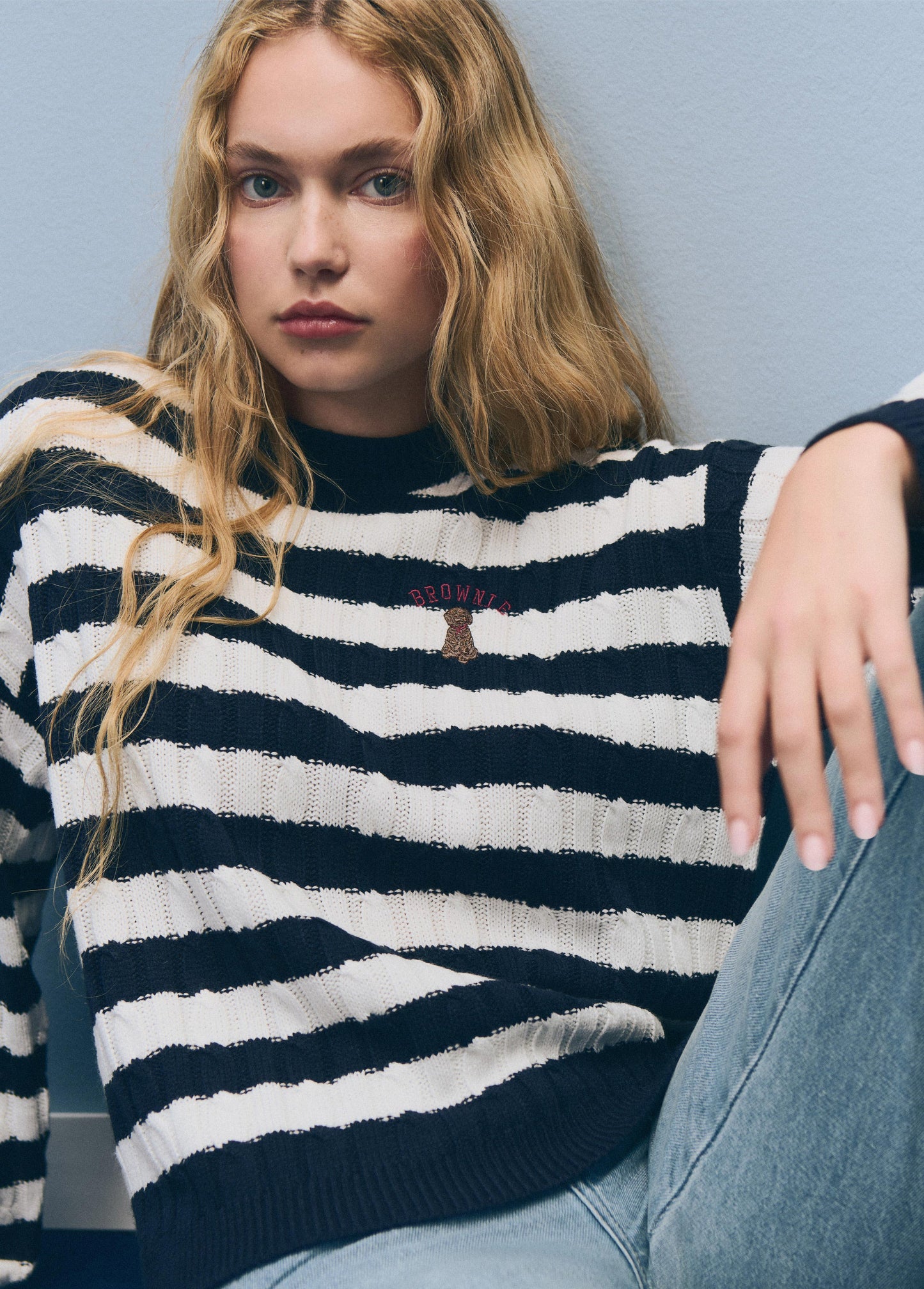 Jersey trenzas rayas bordado perrito