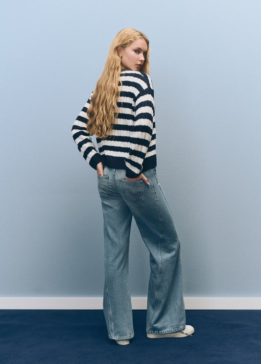 Jersey trenzas rayas bordado perrito