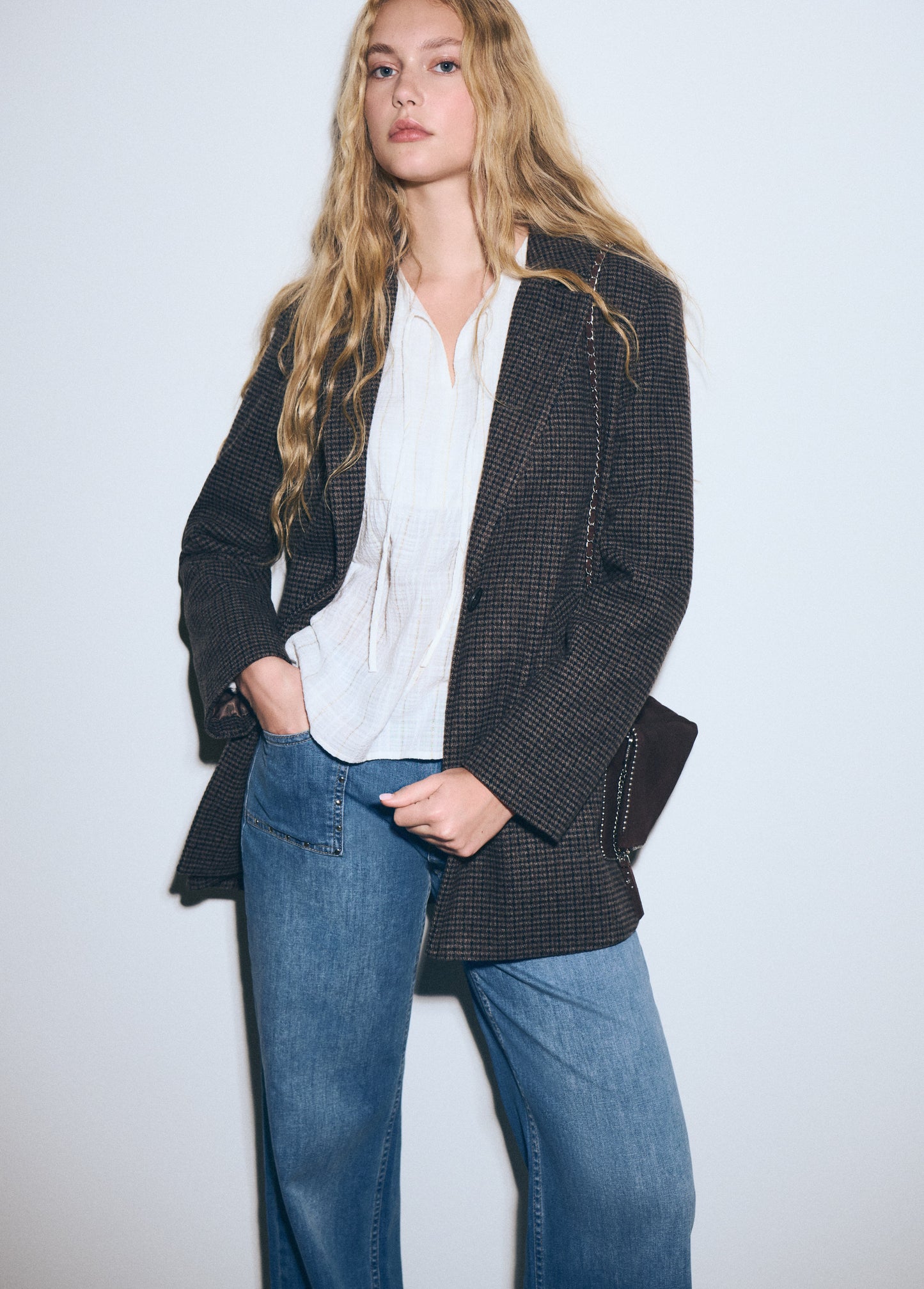 Pantalon culotte tachas azul medio