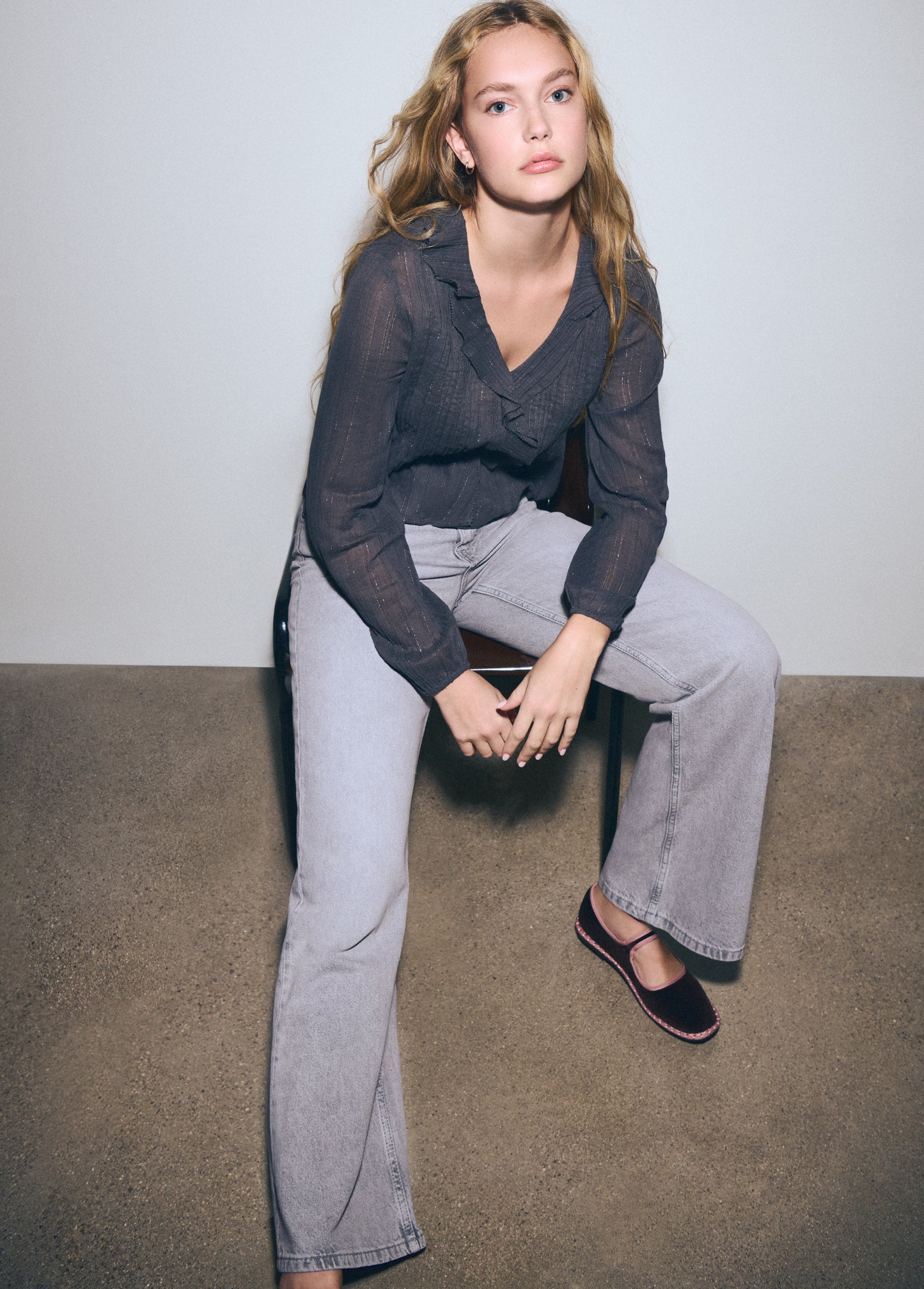 Blusa ml cuerpo smock tejido lurex