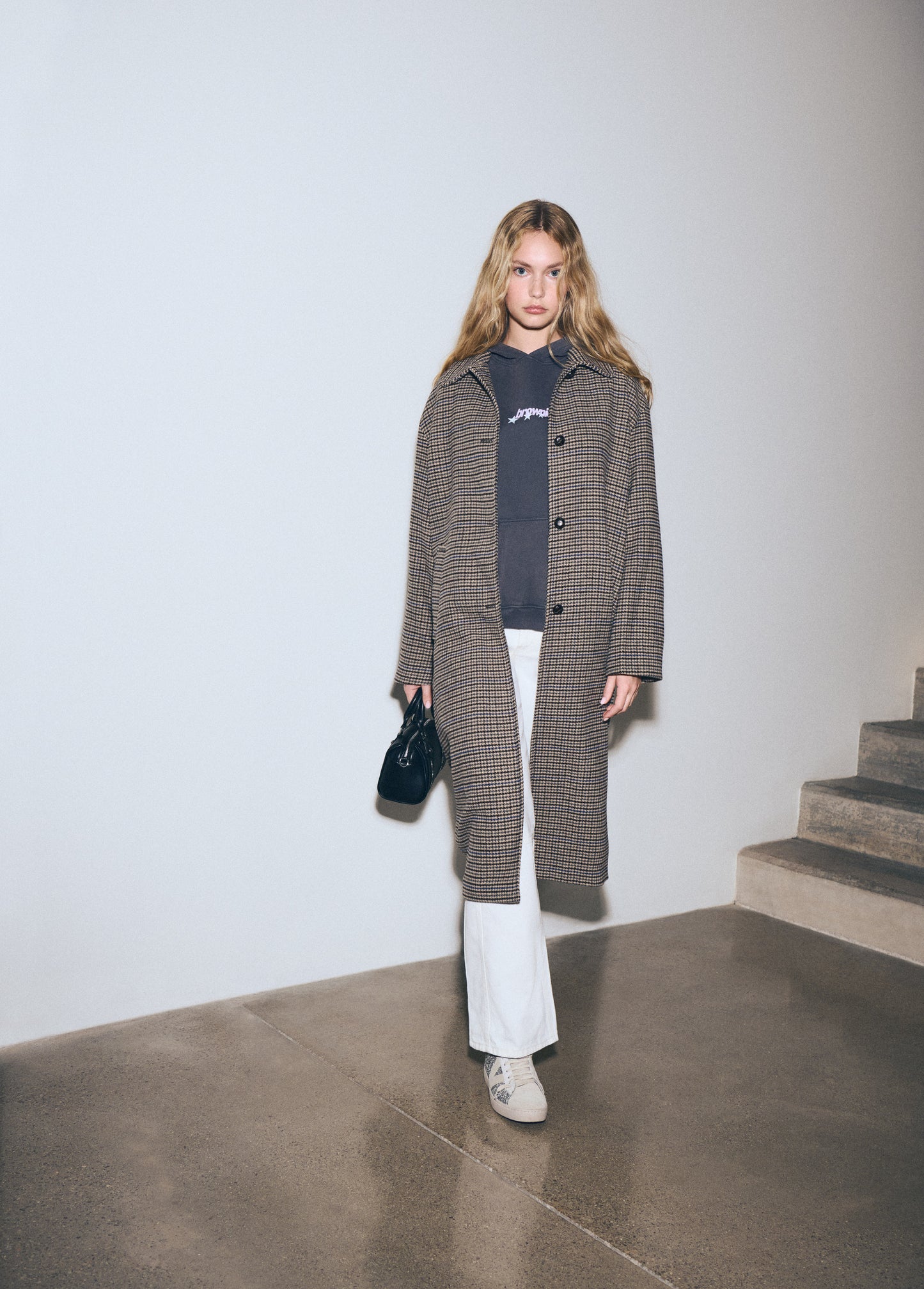 Abrigo largo cuadros