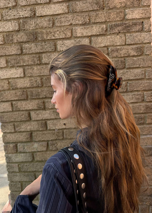 Pinza pelo strass brownie