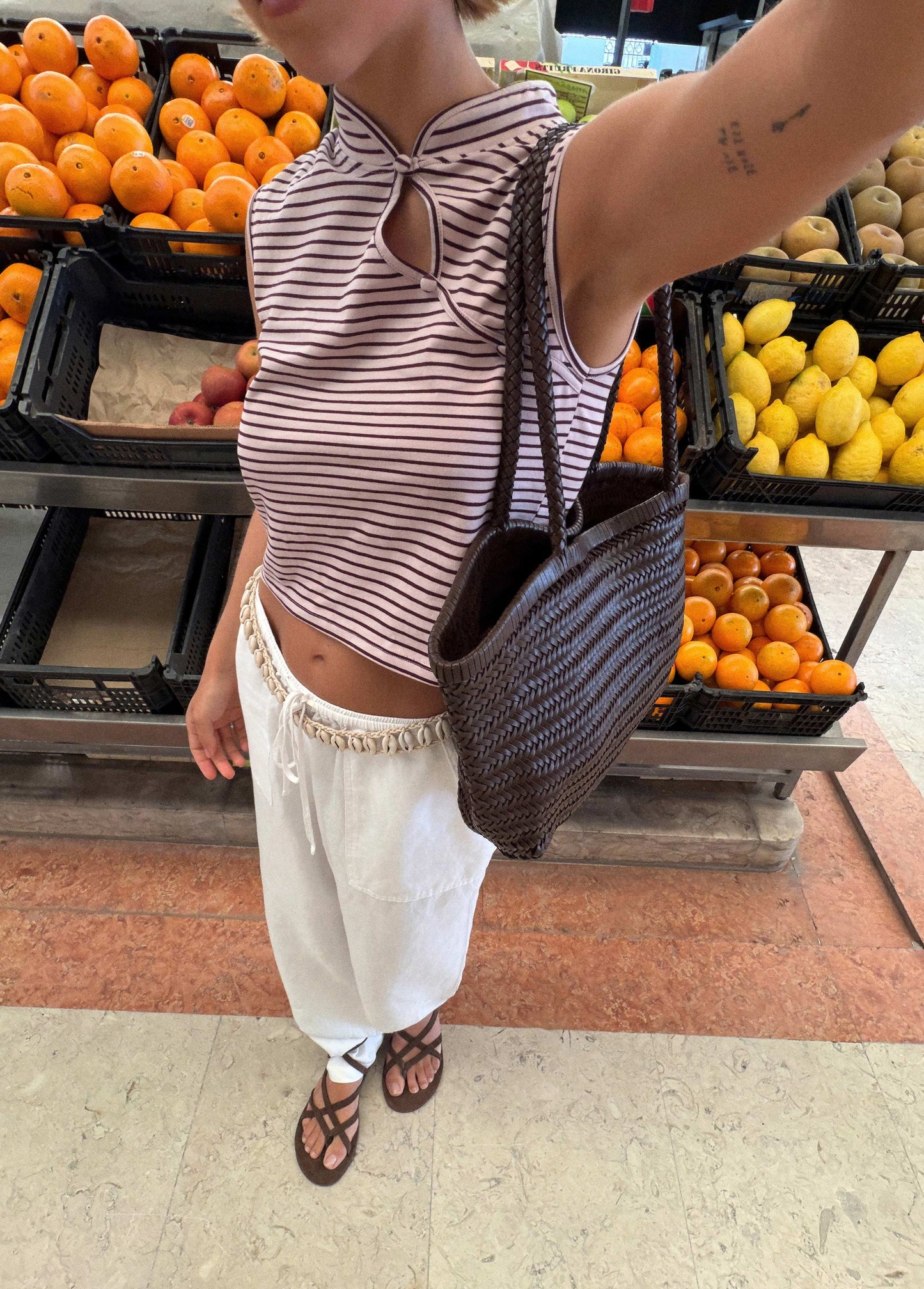 Shopper trenzado piel
