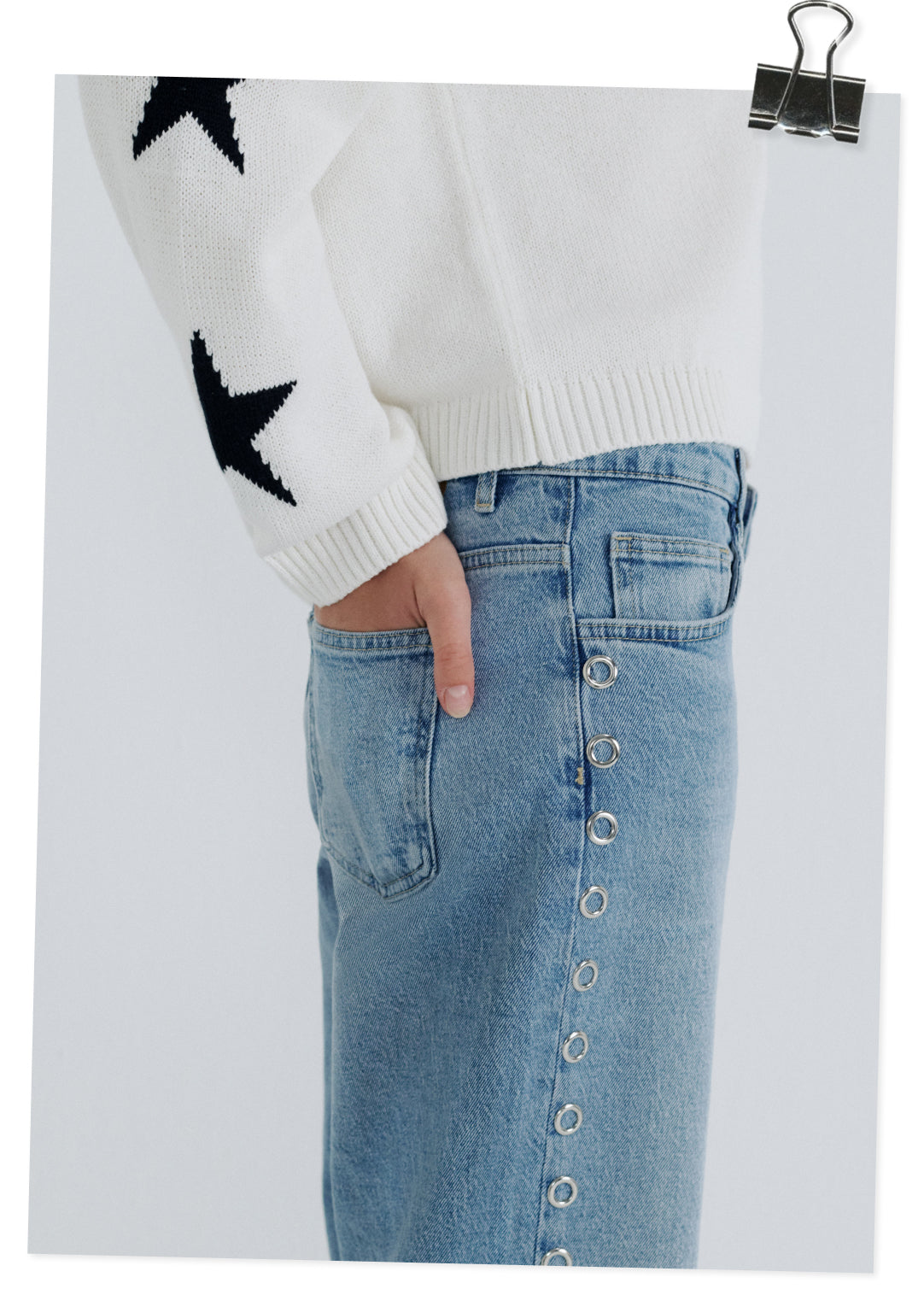 Jeans recto eyelets lateral