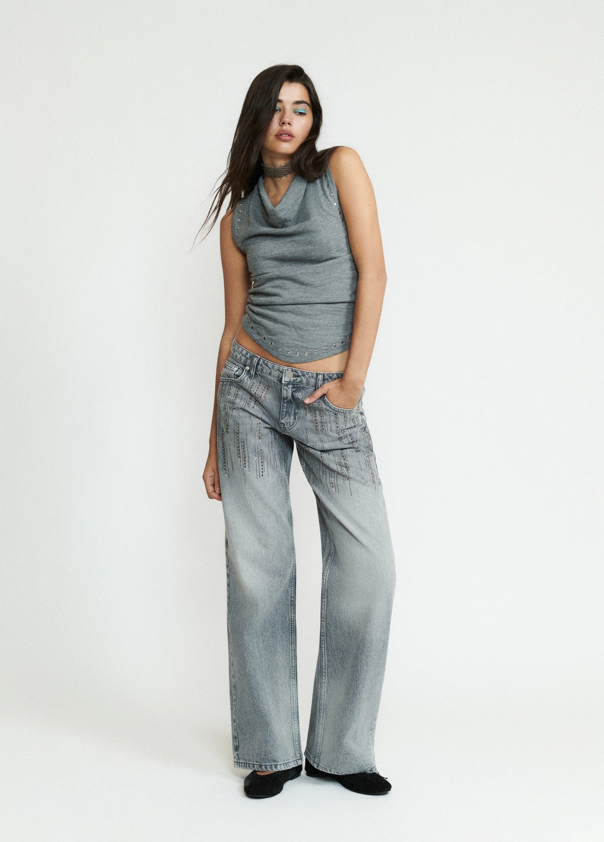 Top frunce tachas