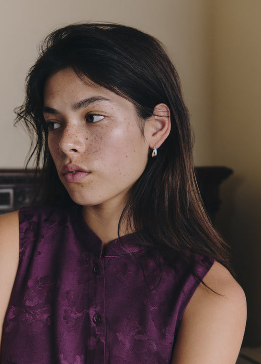Top tejido jacquard botones