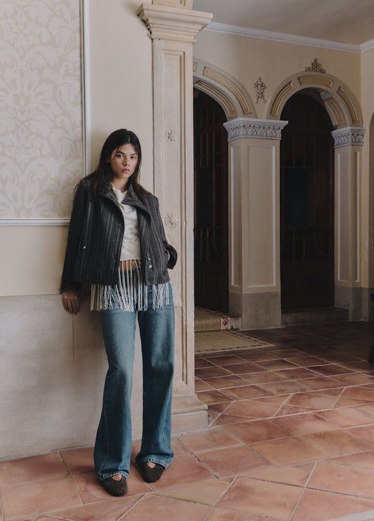 Chaqueta paño abotonada rayas