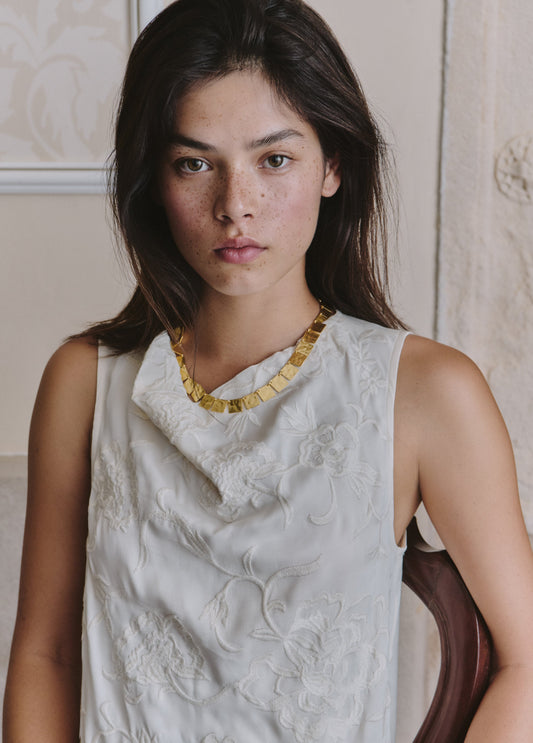 Top jacquard con flecos