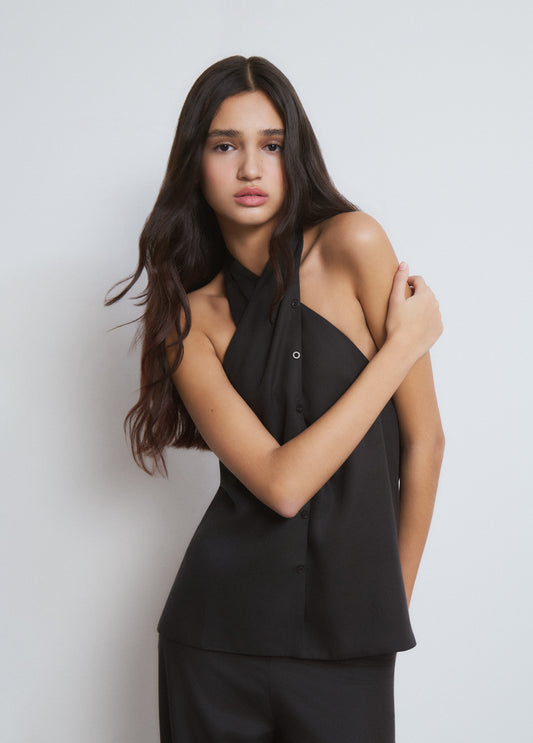 Top drapeado detalle botones